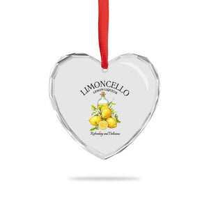 Vintage Limoncello Lemon Liqueur Heart Crystal Glass Ornament Italian Summer Letter Fruit Printed Graphic