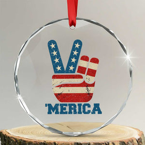 Vintage Merica Peace Sign Crystal Glass Ornament Retro Patriotic 4th of July USA Flag TS02 Transparent Glass 3'' Circle Print Your Wear