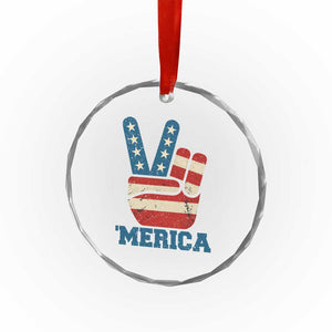 Vintage Merica Peace Sign Crystal Glass Ornament Retro Patriotic 4th of July USA Flag TS02 Print Your Wear