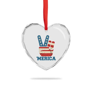 Vintage Merica Peace Sign Heart Crystal Glass Ornament Retro Patriotic 4th of July USA Flag TS02 Print Your Wear