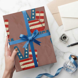 Vintage Merica Peace Sign Wrapping Paper Roll Retro Patriotic 4th of July USA Flag TS02 Mocha Print Your Wear