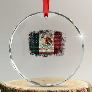 Vintage Mexican Flag Crystal Glass Ornament Eagle Mexico Heritage Mexican Roots TS10 Transparent Glass 3'' Circle Print Your Wear