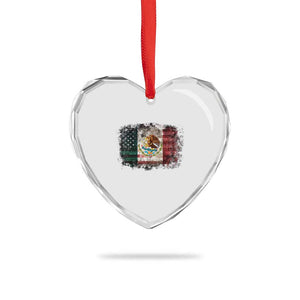 Vintage Mexican Flag Heart Crystal Glass Ornament Eagle Mexico Heritage Mexican Roots TS10 Print Your Wear