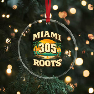 Vintage Miami 305 Roots Crystal Glass Ornament Retro Sunset Palm Trees Florida Natives TS02 Print Your Wear
