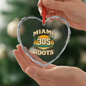 Vintage Miami 305 Roots Heart Crystal Glass Ornament Retro Sunset Palm Trees Florida Natives TS02 Print Your Wear