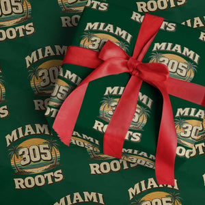 Vintage Miami 305 Roots Wrapping Paper Roll Retro Sunset Palm Trees Florida Natives TS02 Green Print Your Wear