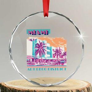 Vintage Miami Florida Art Deco Crystal Glass Ornament Miami City Pride Graphic TS14 Transparent Glass 3'' Circle Print Your Wear
