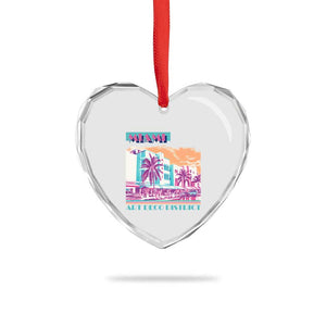 Vintage Miami Florida Art Deco Heart Crystal Glass Ornament Miami City Pride Graphic