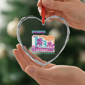 Vintage Miami Florida Art Deco Heart Crystal Glass Ornament Miami City Pride Graphic
