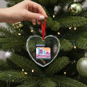 Vintage Miami Florida Art Deco Heart Crystal Glass Ornament Miami City Pride Graphic