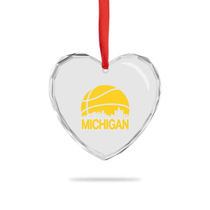 Vintage Michigan Skyline Heart Crystal Glass Ornament Basketball Lover Gift TS12 Print Your Wear
