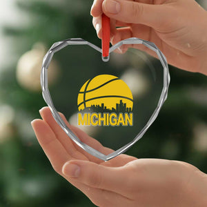 Vintage Michigan Skyline Heart Crystal Glass Ornament Basketball Lover Gift TS12 Print Your Wear