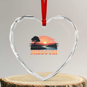 Vintage Missouri Outdoors Heart Crystal Glass Ornament Midwest Nature Landscape TS12 Transparent Glass 3'' Heart Print Your Wear