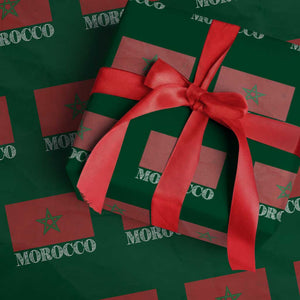 Vintage Morocco Flag Wrapping Paper Roll Patriotic Moroccan Pride TS02 Green Print Your Wear
