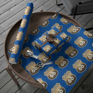 Vintage Motorcycle Road Trip Route Highway 66 Wrapping Paper Roll Open Road Adventure TS12 Blue Print Your Wear