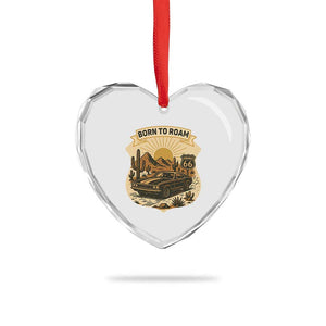 Vintage Muscle Car Route Highway 66 Heart Crystal Glass Ornament Born To Roam Road Trip TS12 Print Your Wear