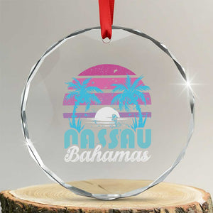 Vintage Nassau Crystal Glass Ornament Tropical Island Palm Trees Beach Bahamas Vacation TS10 Transparent Glass 3'' Circle Print Your Wear