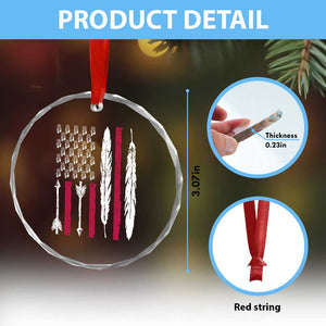 Vintage Native American Flag Crystal Glass Ornament Dreamcatcher And Feather Graphic