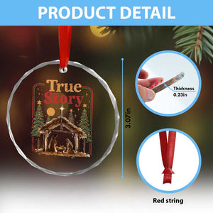 Vintage Nativity Scene Crystal Glass Ornament Christian Christmas True Story Jesus Birth TS10 Print Your Wear