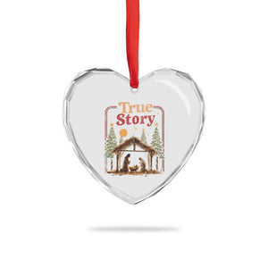 Vintage Nativity Scene Heart Crystal Glass Ornament Christian Christmas True Story Jesus Birth TS10 Print Your Wear