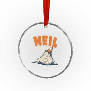 Vintage Neil the Seal Wearing Traffic Cone Hat Meme Crystal Glass Ornament Cute Retro Viral Chaotic Southern Elephant Seal TS02 Print Your Wear