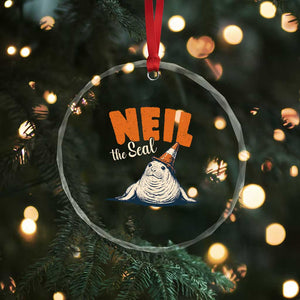 Vintage Neil the Seal Wearing Traffic Cone Hat Meme Crystal Glass Ornament Cute Retro Viral Chaotic Southern Elephant Seal TS02 Print Your Wear