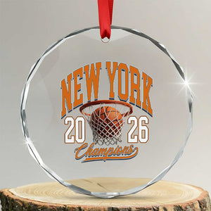 Vintage New York Champions 2026 Crystal Glass Ornament Hoops Fan Gift TS12 Transparent Glass 3'' Circle Print Your Wear