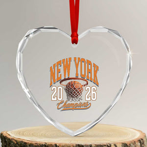 Vintage New York Champions 2026 Heart Crystal Glass Ornament Hoops Fan Gift TS12 Transparent Glass 3'' Heart Print Your Wear