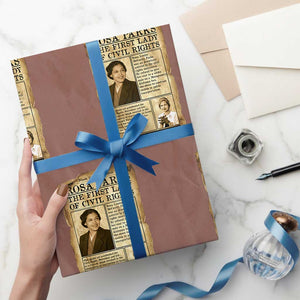 Vintage Newspaper Rosa Parks Wrapping Paper Roll Civil Rights Hero TS12 Mocha Print Your Wear