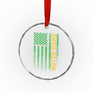 Vintage Notre Dame Indiana Shamrock American Flag Crystal Glass Ornament