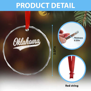Vintage Oklahoma Throwback Distressed Crystal Glass Ornament Retro Classic OK State Pride TS02 Print Your Wear