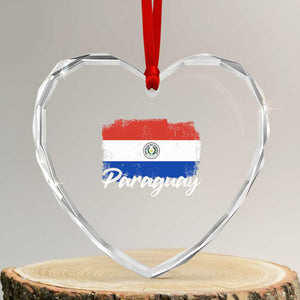 Vintage Paraguay Flag Paraguaya Heritage Pride Roots Heart Crystal Glass Ornament TS02 Transparent Glass 3'' Heart Print Your Wear