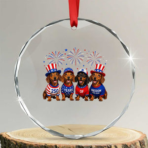 Vintage Patriotic Dachshund 250 Anniversary USA Crystal Glass Ornament Freedom 250 Years Weiner Dog Lovers Dad Mom