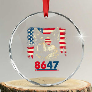 Vintage Patriotic German Shepherd 1776 Graphic Crystal Glass Ornament American Flag Sunglasses Cool Dog 4th of July Distressed TS02 Transparent Glass 3'' Circle Print Your Wear