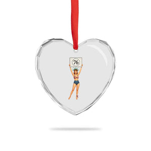 Vintage Patriotic Pin Up Girl 1776 Heart Crystal Glass Ornament Statue of Liberty Retro Americana Graphic