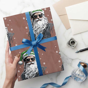 Vintage Christmas PFE Wrapping Paper Roll Retro Santa Game Day TS10 Mocha Print Your Wear