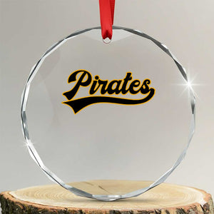 Vintage Pirates Crystal Glass Ornament Varsity Script Retro Sports Jersey Style Baseball Fans TS10 Transparent Glass 3'' Circle Print Your Wear