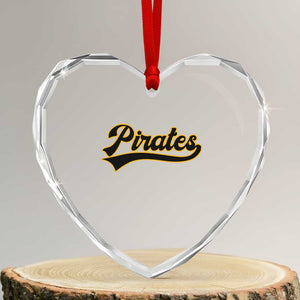 Vintage Pirates Heart Crystal Glass Ornament Varsity Script Retro Sports Jersey Style Baseball Fans TS10 Transparent Glass 3'' Heart Print Your Wear