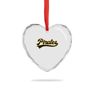 Vintage Pirates Heart Crystal Glass Ornament Varsity Script Retro Sports Jersey Style Baseball Fans TS10 Print Your Wear
