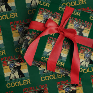 Vintage Pitbull Dad Wrapping Paper Roll Like A Regular Dad But Cooler TS10 Green Print Your Wear
