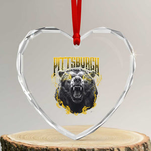 Vintage PFS Heart Crystal Glass Ornament Retro Sports Fan Wild Mascot Streetwear Bootleg TS10 Transparent Glass 3'' Heart Print Your Wear