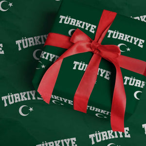 Vintage Proud Türkiye Flag Crescent and Star Wrapping Paper Roll Patriotic Turkish Turkey Heritage Pride
