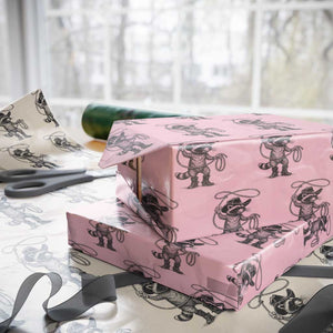 Vintage Raccoon Cowboy Wrapping Paper Roll Cowgirl Trash Panda Western Country Meme TS10 Light Pink Print Your Wear