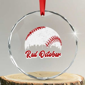 Vintage Red October Crystal Glass Ornament Philadelphia Skyline Retro Philly Cityscape TS10 Transparent Glass 3'' Circle Print Your Wear