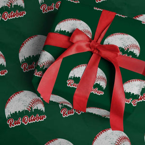 Vintage Red October Wrapping Paper Roll Philadelphia Skyline Retro Philly Cityscape TS10 Green Print Your Wear