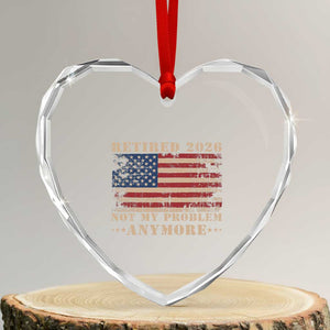 Vintage Retirement 2026 Heart Crystal Glass Ornament Retired Not My Problem Anymore Retro American Flag