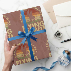 Vintage Retro Dont Make Me Get My Flying Monkeys Wrapping Paper Roll TS10 Mocha Print Your Wear