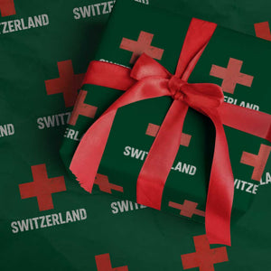 Vintage Retro Switzerland Fan Wrapping Paper Roll Swiss Cross Flag