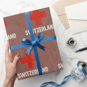 Vintage Retro Switzerland Fan Wrapping Paper Roll Swiss Cross Flag