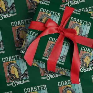 Vintage Rollercoaster Crew Wrapping Paper Roll Family Roller Coaster Amusement Park